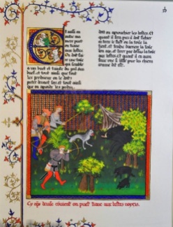 Illuminated page in the style of Gaston Phoebus